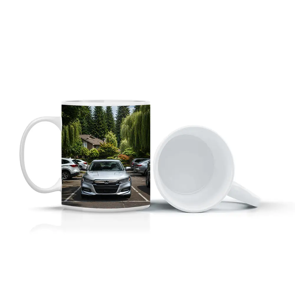 Honda Accord Silver Parked Green Trees – Mugs