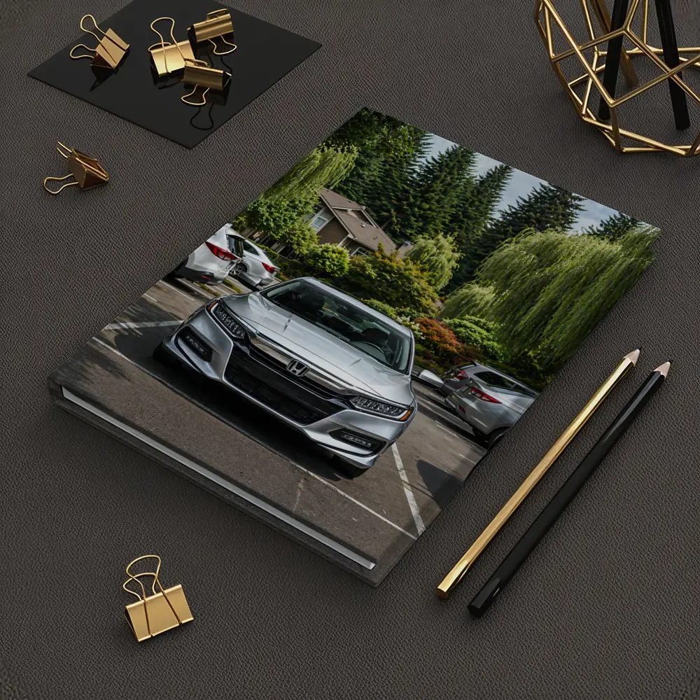 Honda Accord Silver Parked Green Trees – Notebooks