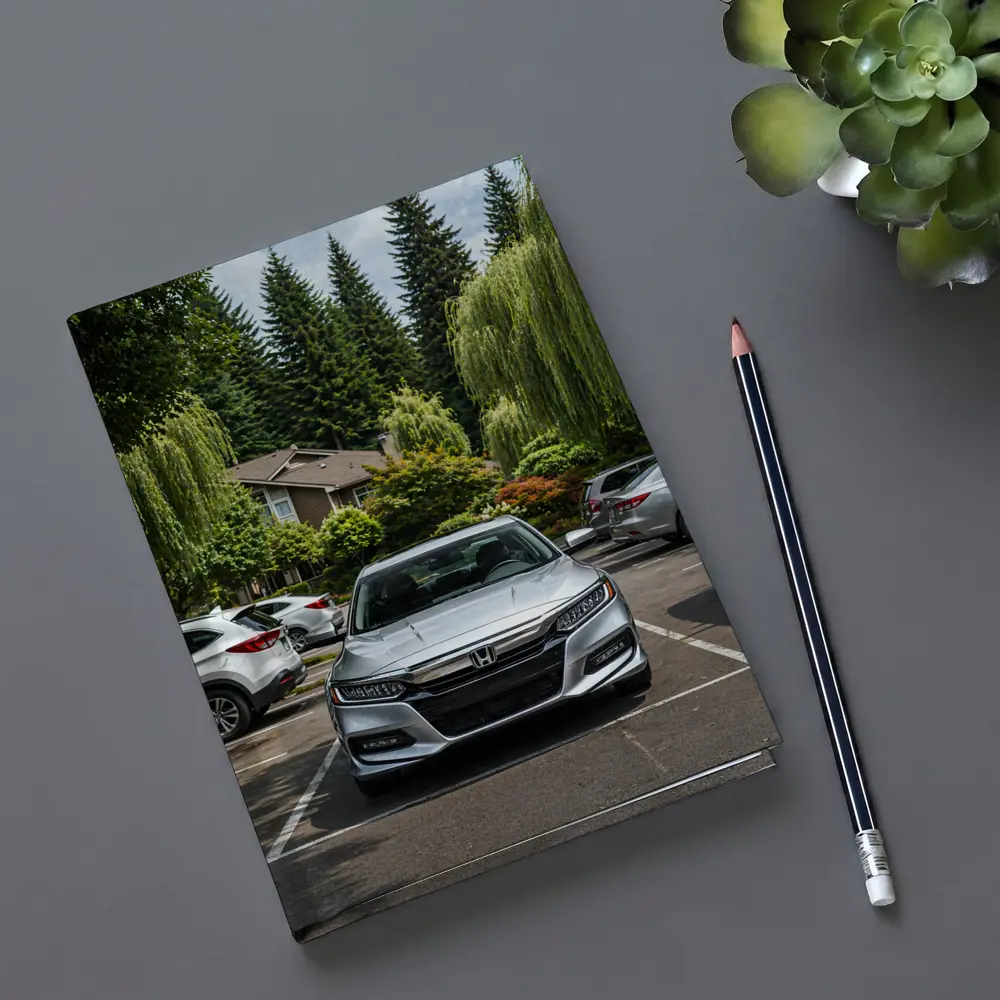 Honda Accord Silver Parked Green Trees – Notebooks