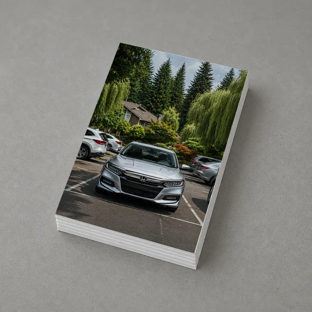 Honda Accord Silver Parked Green Trees – Postcards