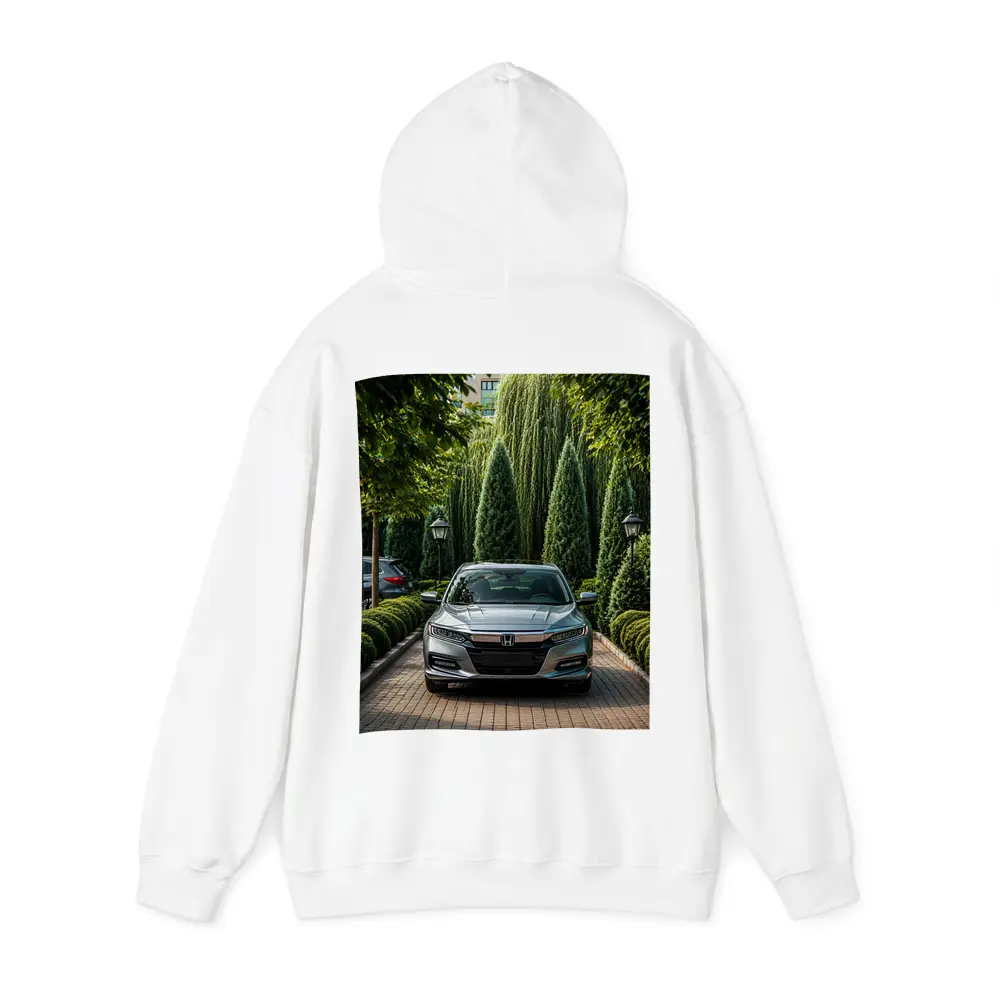 Honda Accord Parked Among Lush Green Trees – Hoodies