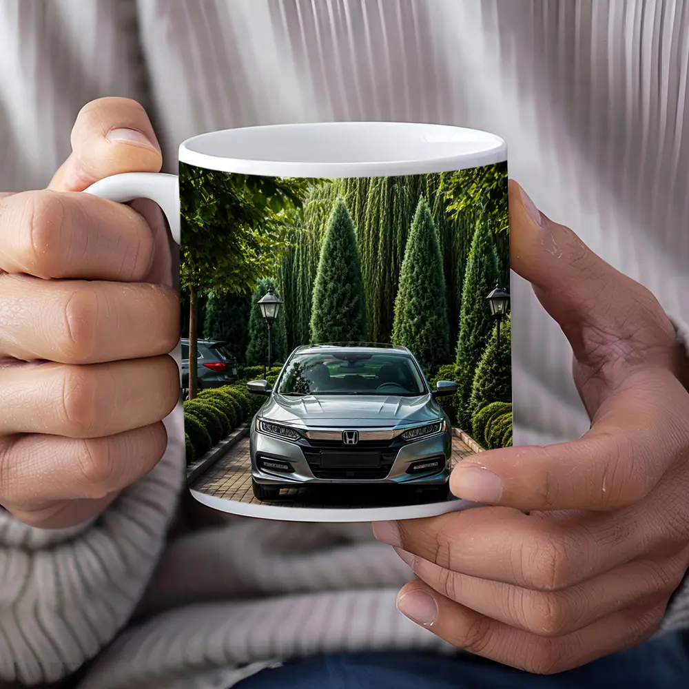 Honda Accord Parked Among Lush Green Trees – Mugs
