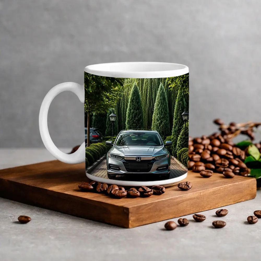 Honda Accord Parked Among Lush Green Trees – Mugs