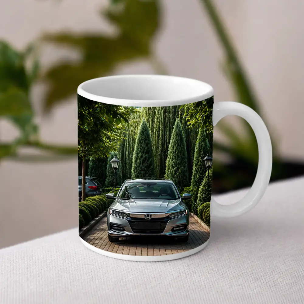 Honda Accord Parked Among Lush Green Trees – Mugs