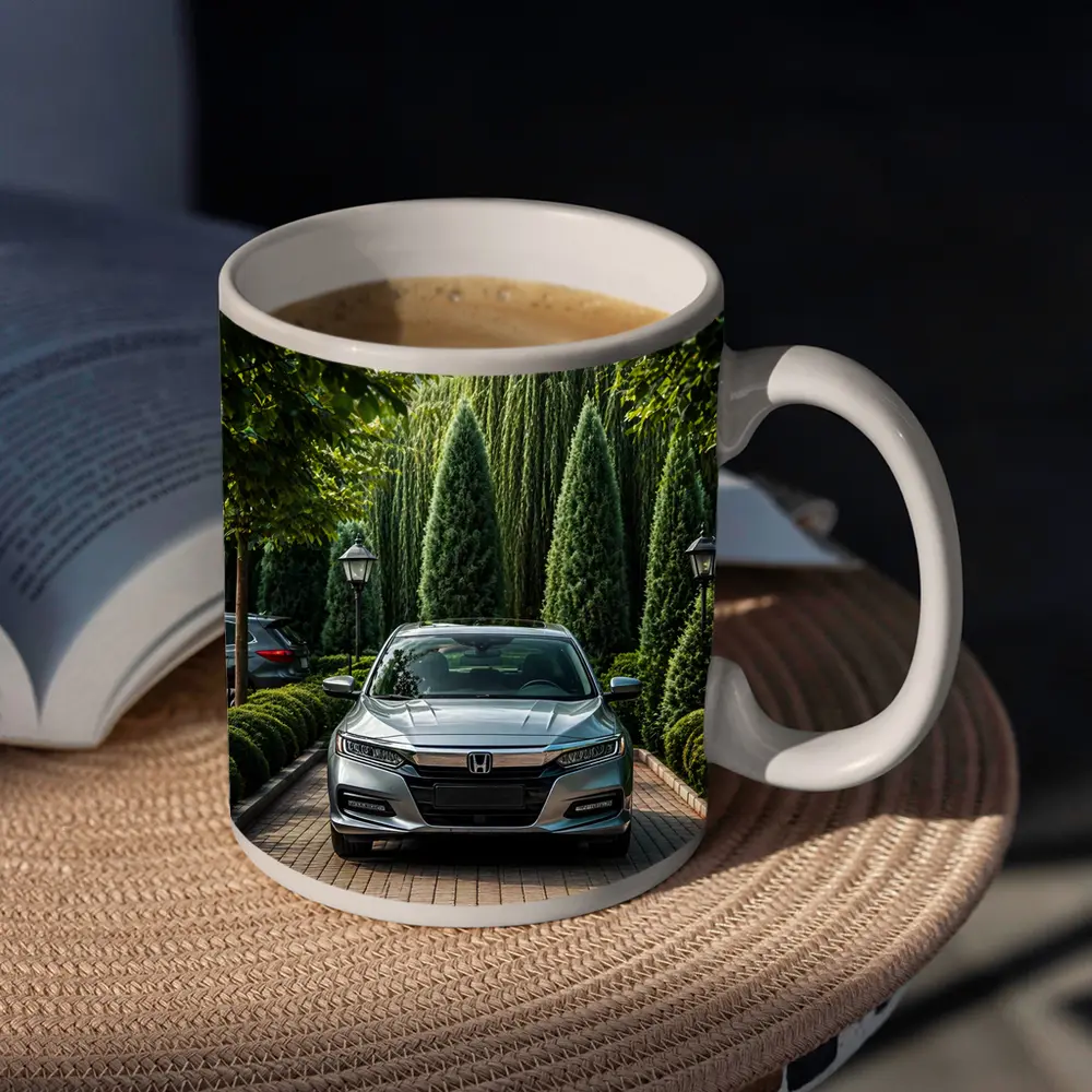 Honda Accord Parked Among Lush Green Trees – Mugs