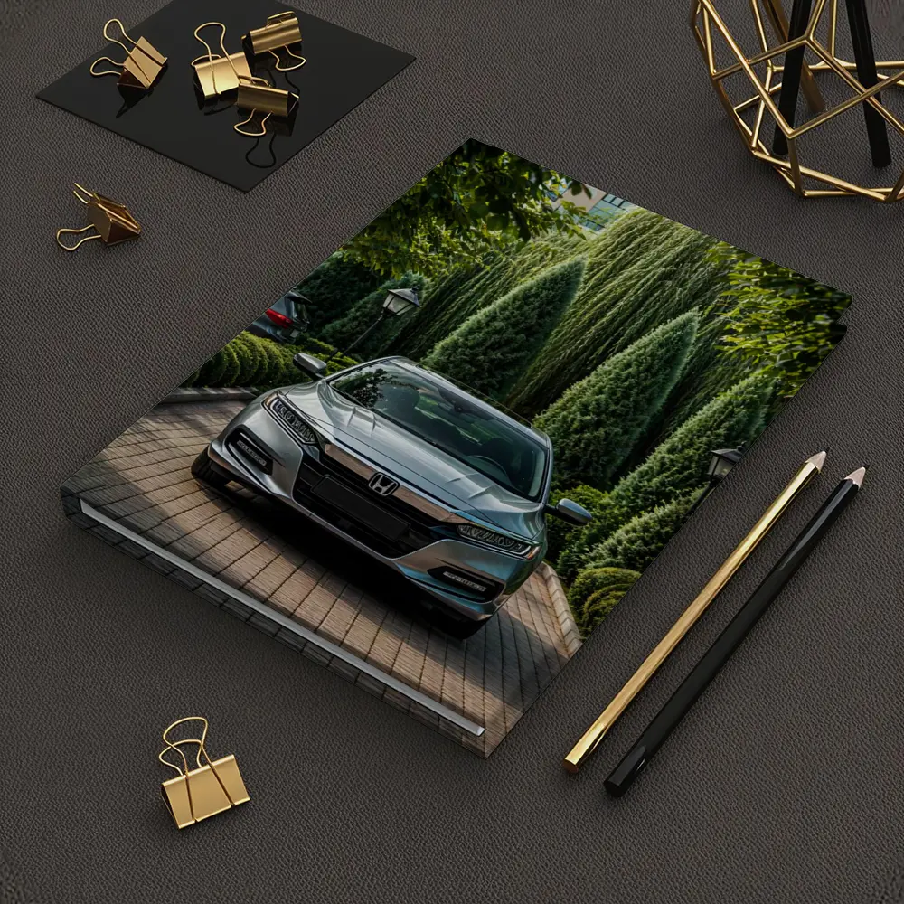 Honda Accord Parked Among Lush Green Trees – Notebooks