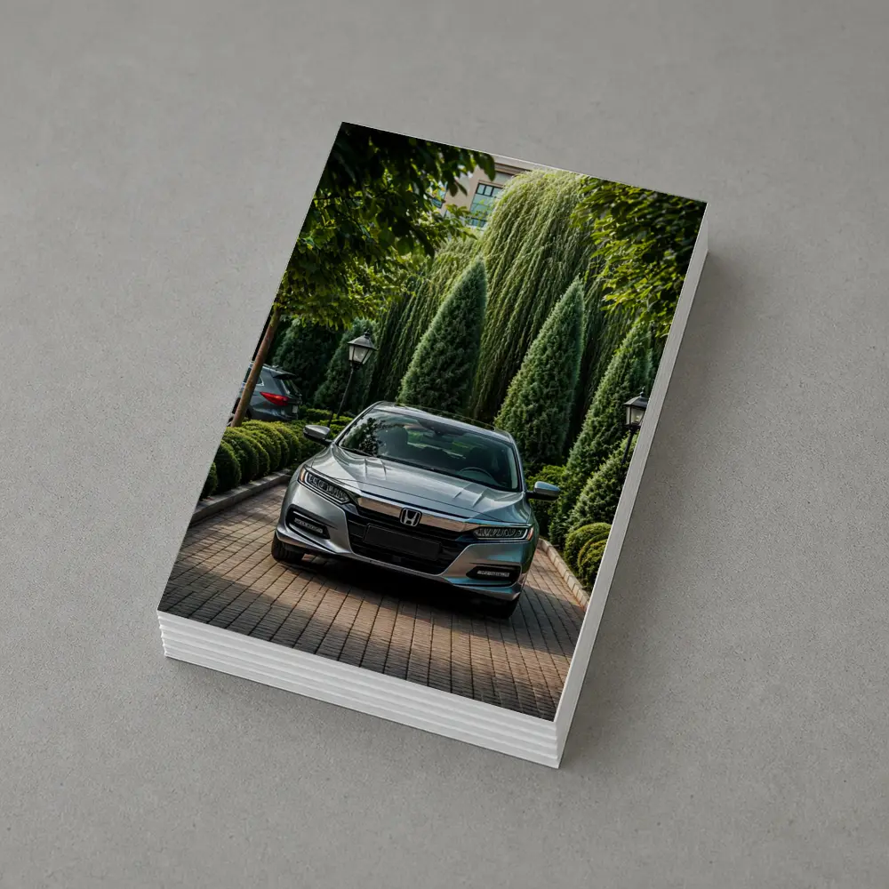 Honda Accord Parked Among Lush Green Trees – Postcards