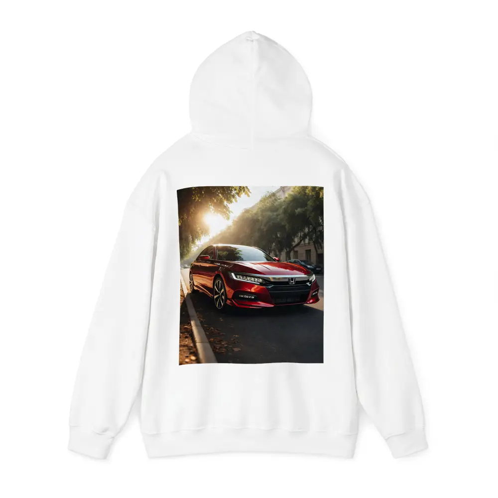 Honda Accord Red Sedan Urban Street Scene – Hoodies