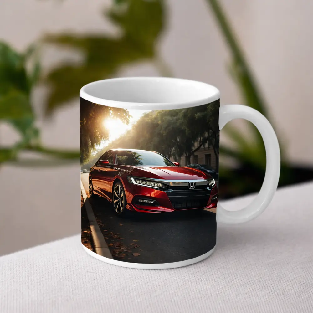 Honda Accord Red Sedan Urban Street Scene – Mugs