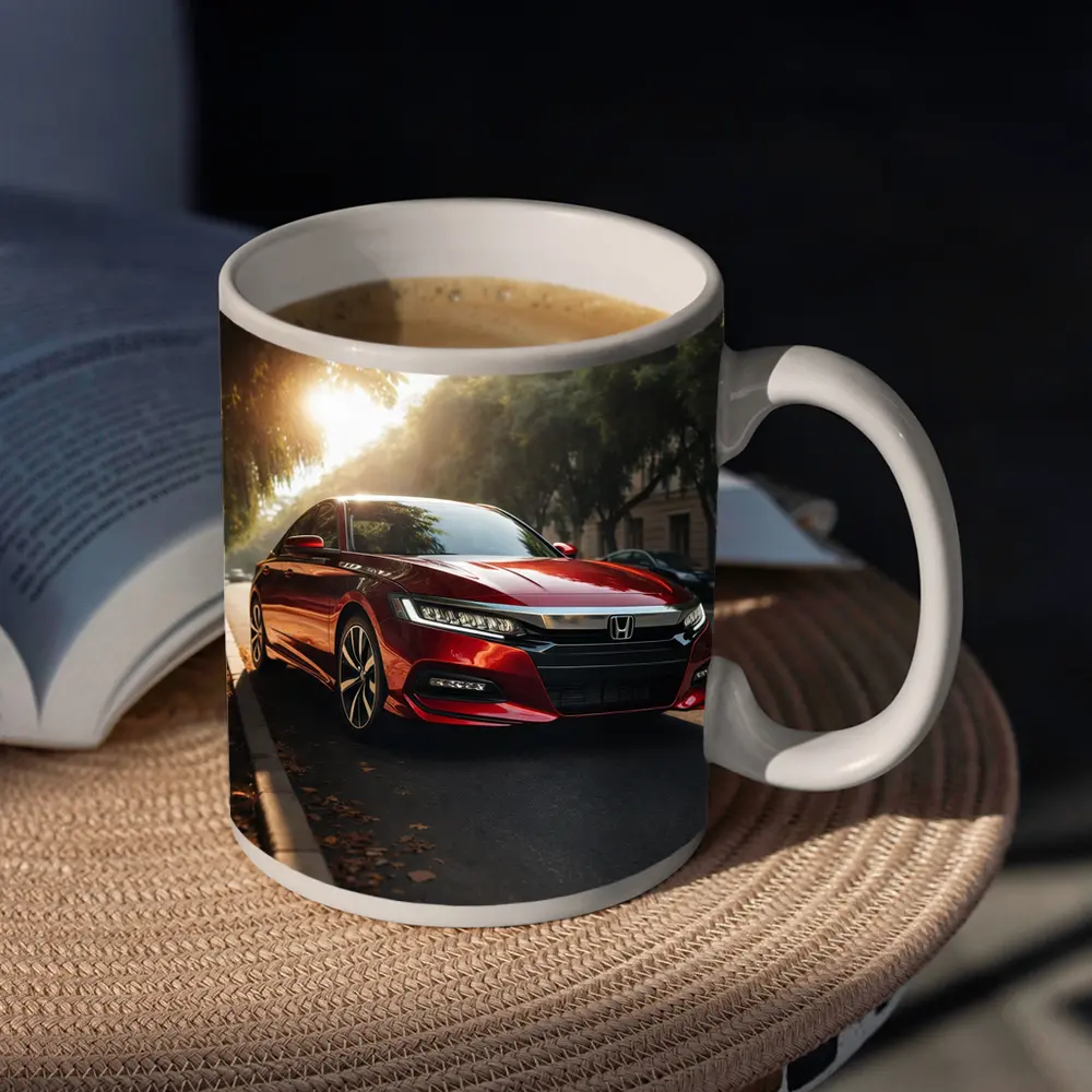 Honda Accord Red Sedan Urban Street Scene – Mugs