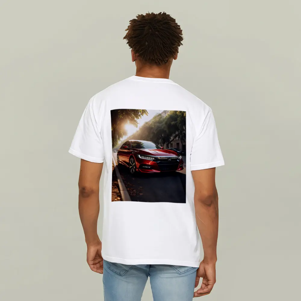 Honda Accord Red Sedan Urban Street Scene – T-Shirts