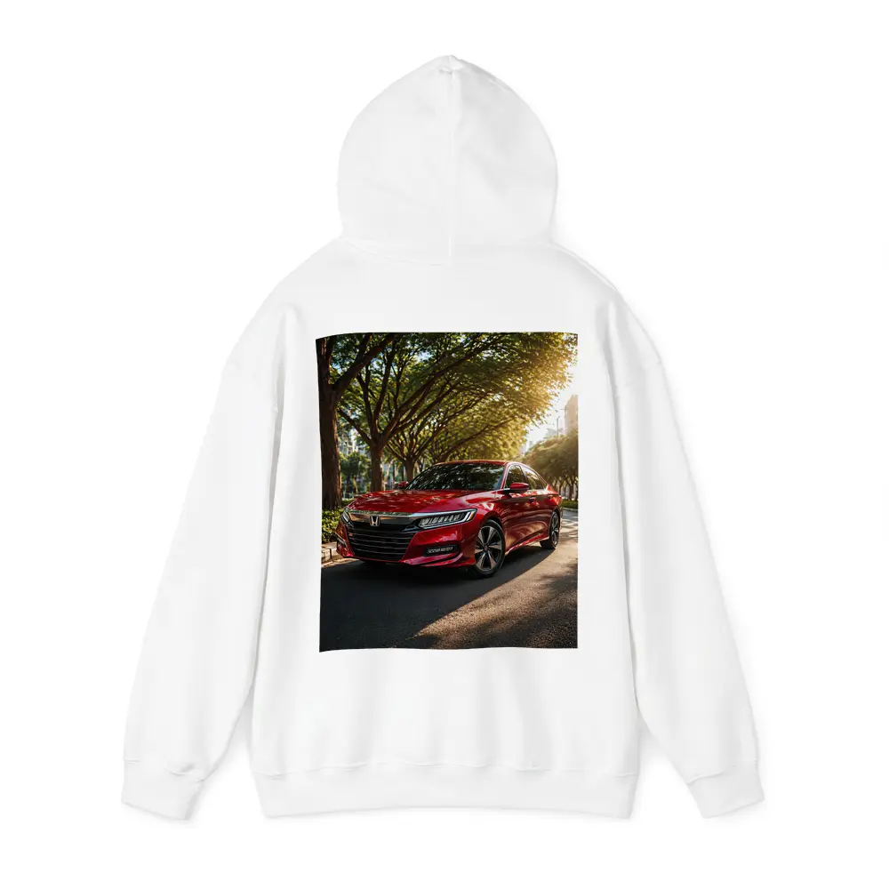 Honda Accord Red Sedan Tree Lined Street – Hoodies