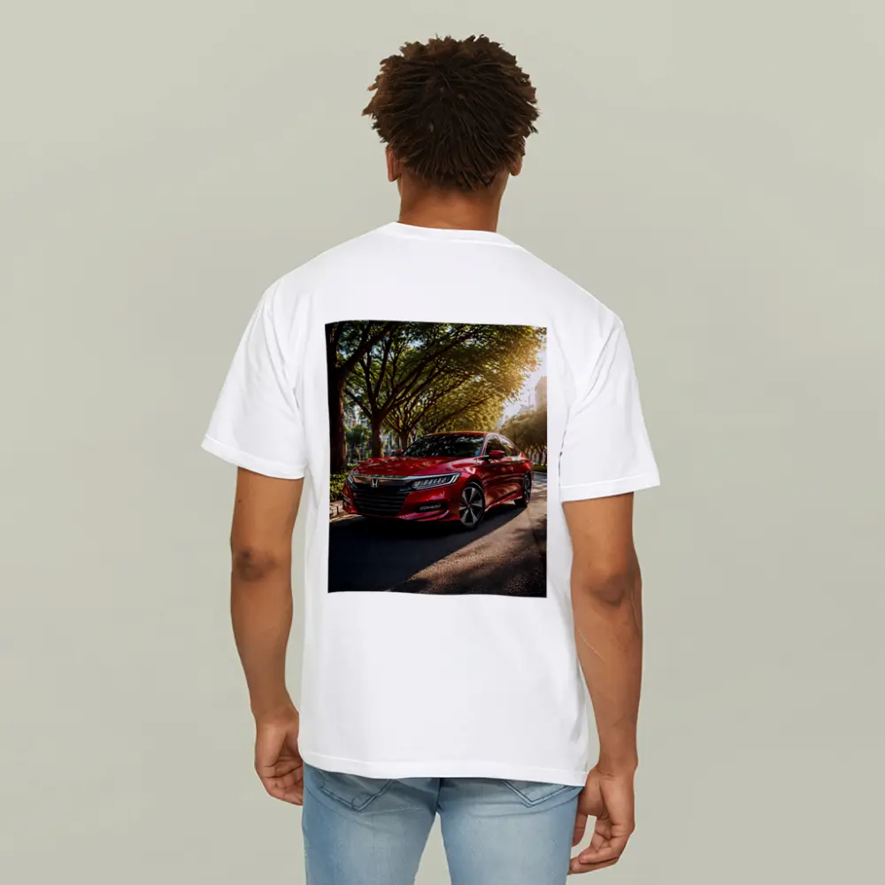 Honda Accord Red Sedan Tree Lined Street – T-Shirts