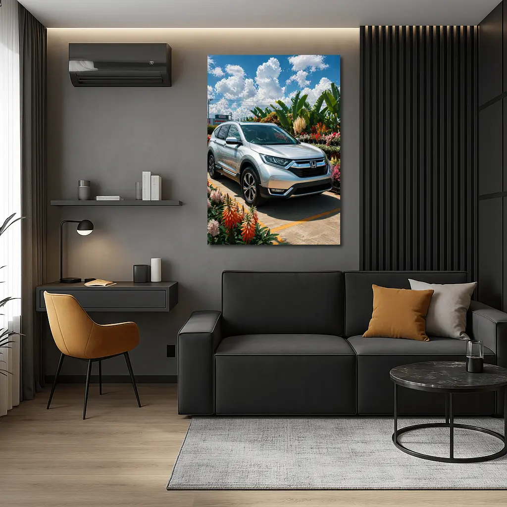 Honda CR-V Silver SUV Flower Garden – Wall Art