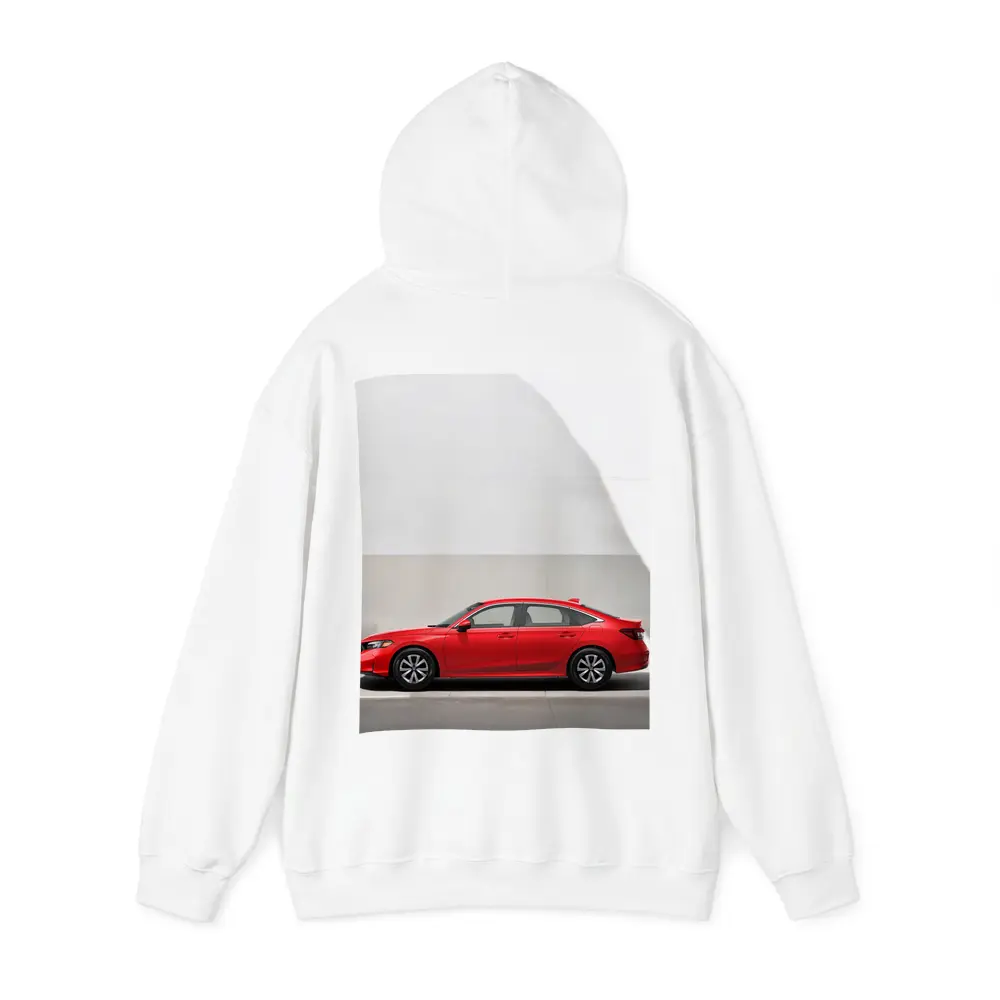 Red Honda Civic Parked Against Gray Wall – Hoodies