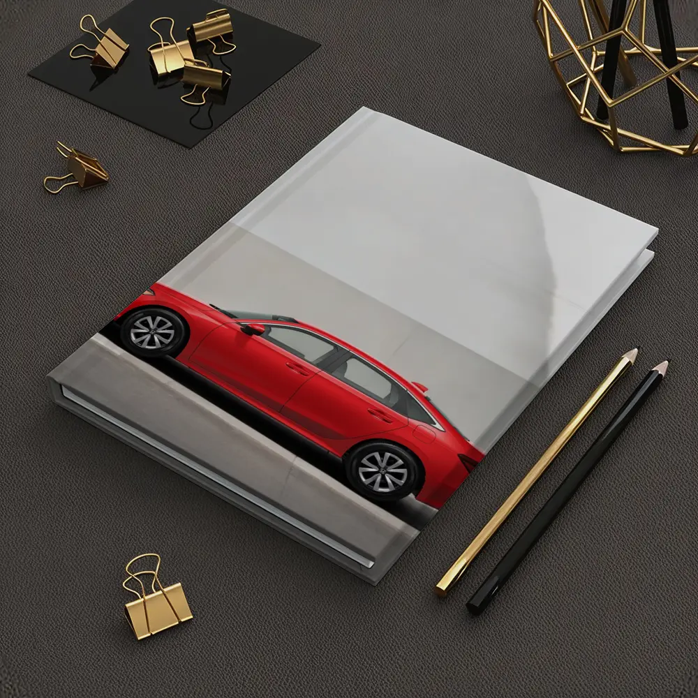 Red Honda Civic Parked Against Gray Wall – Notebooks