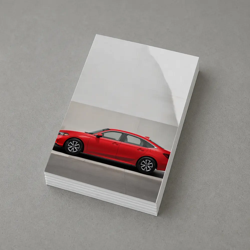 Red Honda Civic Parked Against Gray Wall – Postcards