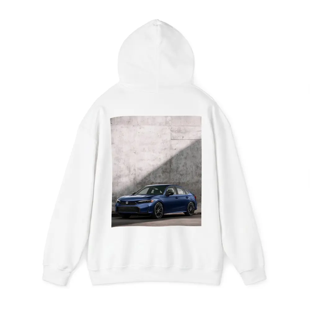 Honda Civic Blue Parked Against Grey Wall – Hoodies