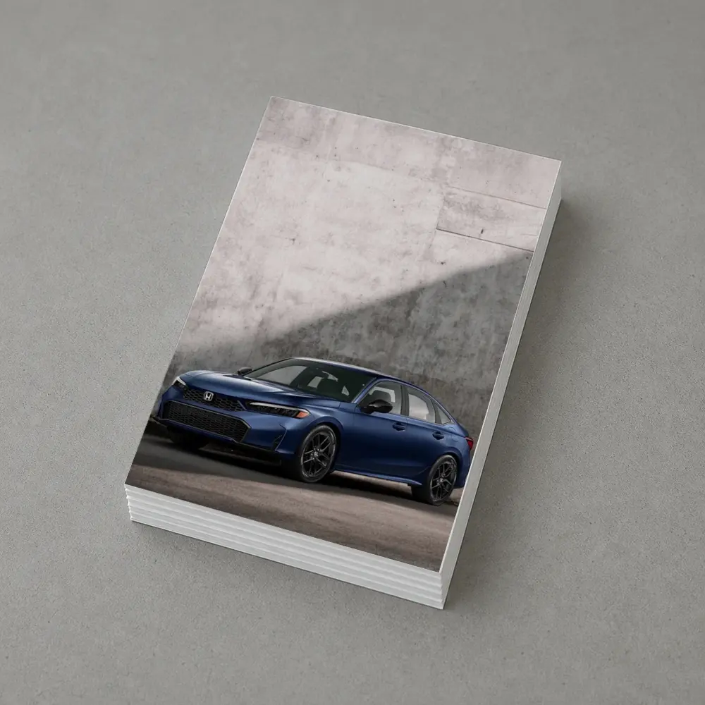 Honda Civic Blue Parked Against Grey Wall – Postcards