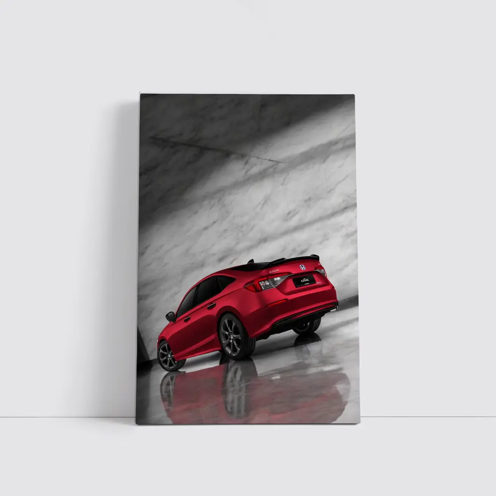 Honda Civic Red Car Marble Studio Background – Wall Art