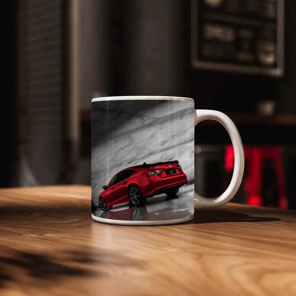 Honda Civic Red Car Marble Studio Background – Mugs