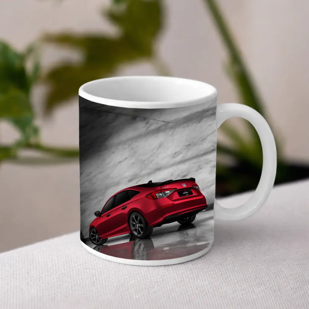 Honda Civic Red Car Marble Studio Background – Mugs