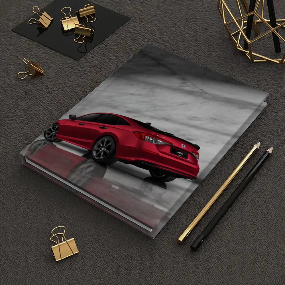 Honda Civic Red Car Marble Studio Background – Notebooks
