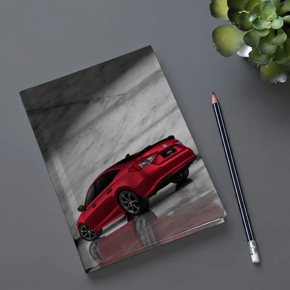 Honda Civic Red Car Marble Studio Background – Notebooks