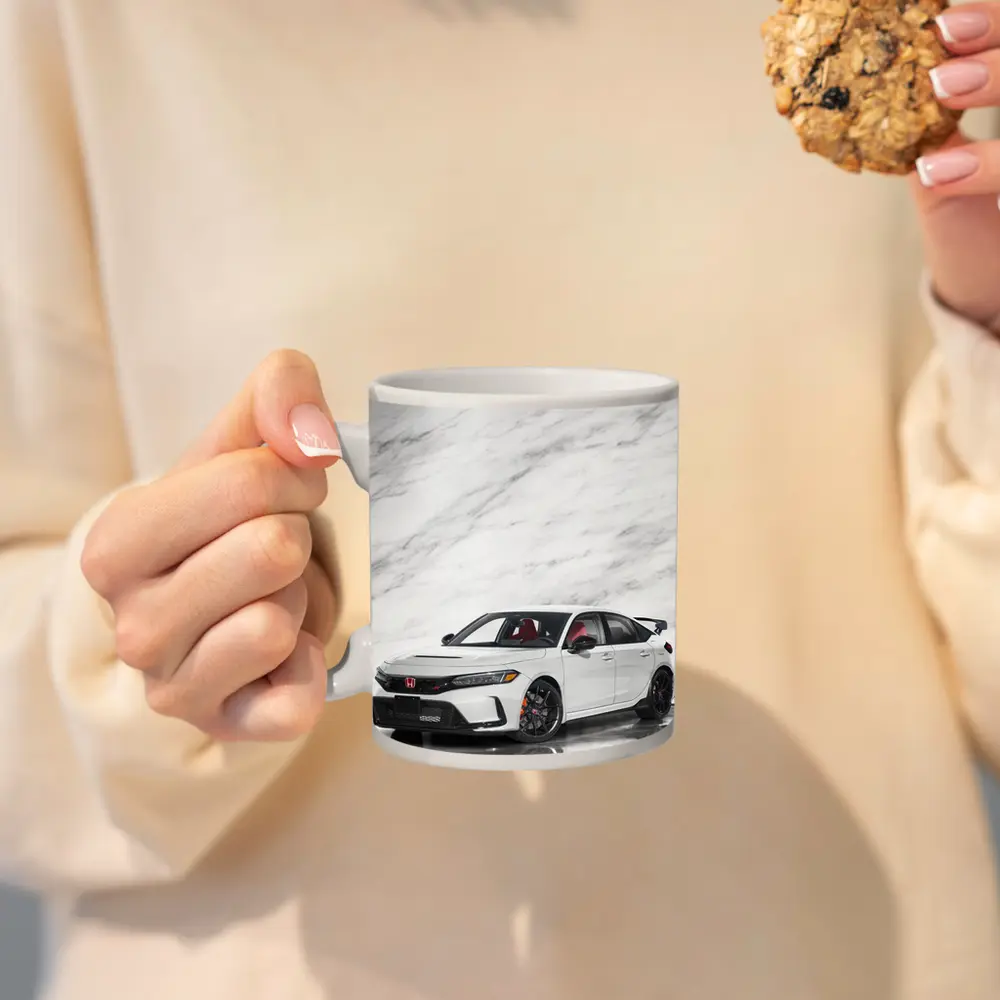Honda Civic Type R White Marble Background – Mugs