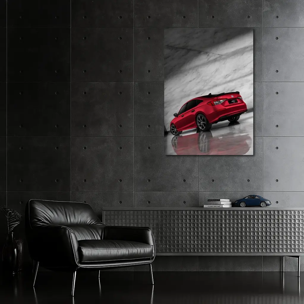 Honda Civic Red Car Marble Studio Background – Wall Art