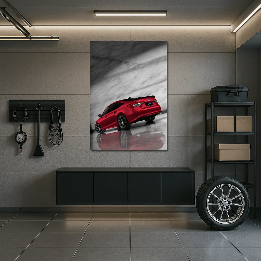 Honda Civic Red Car Marble Studio Background – Wall Art
