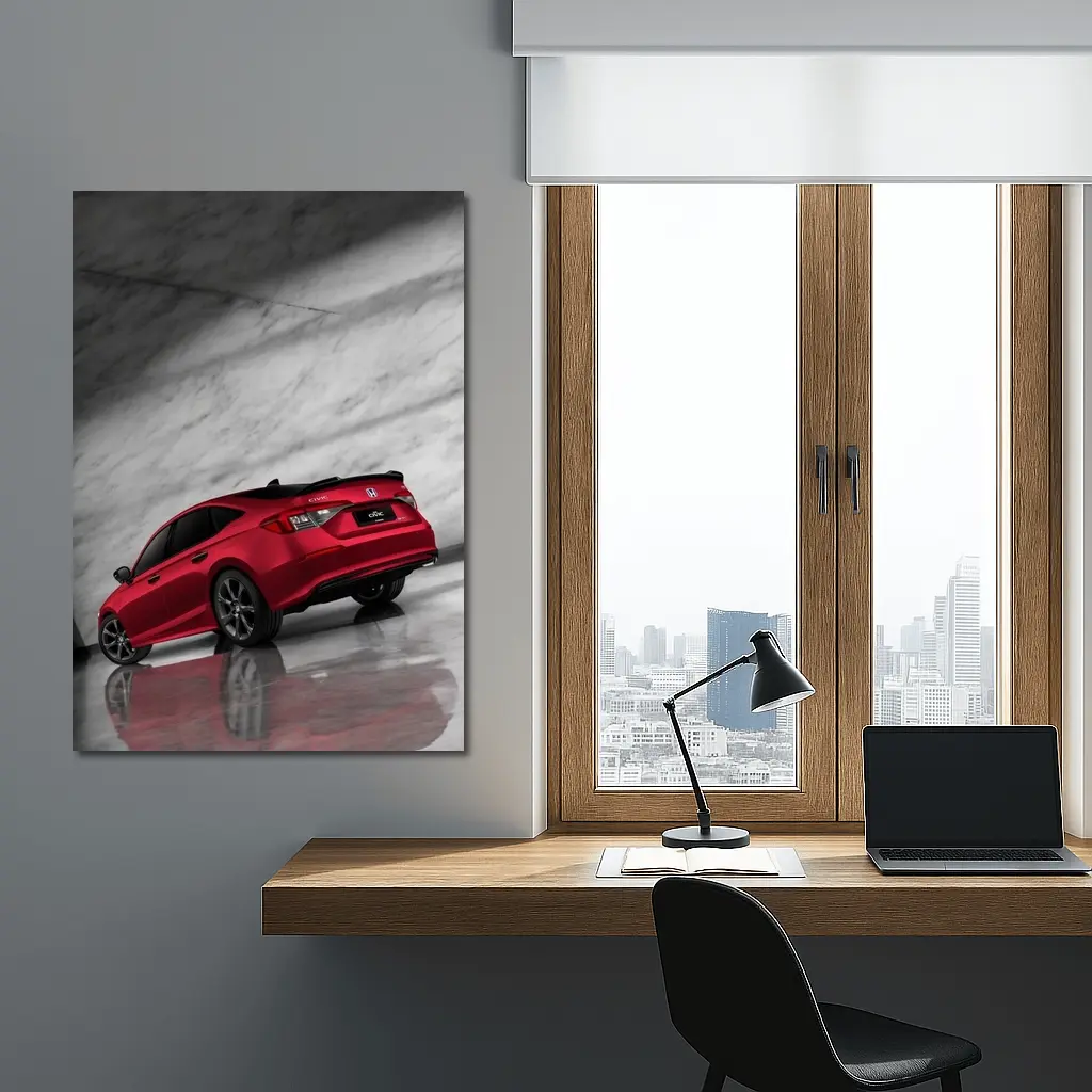 Honda Civic Red Car Marble Studio Background – Wall Art