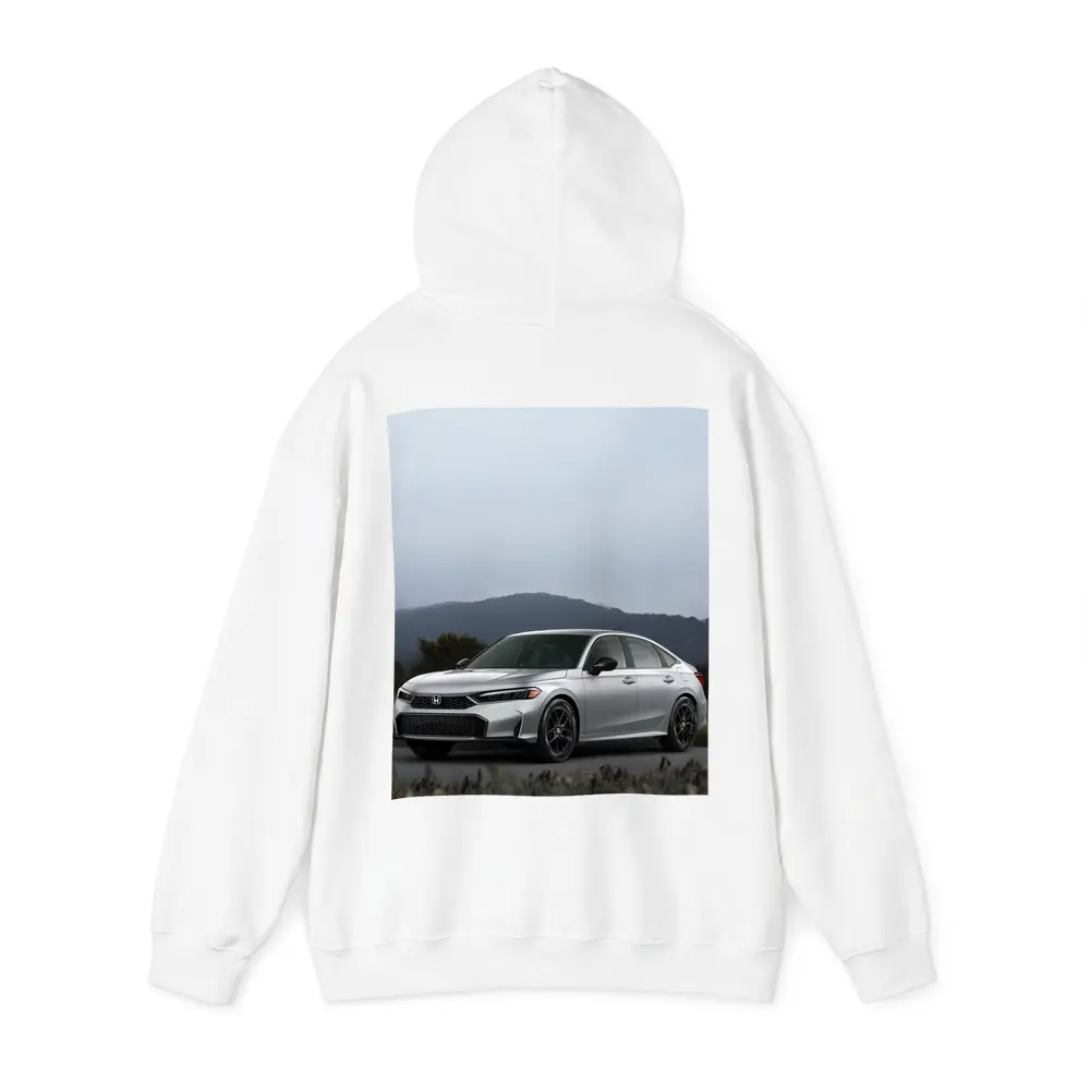 Honda Civic Silver Sedan Misty Mountain Background – Hoodies