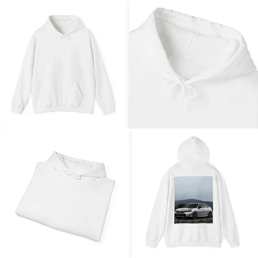 Honda Civic Silver Sedan Misty Mountain Background – Hoodies