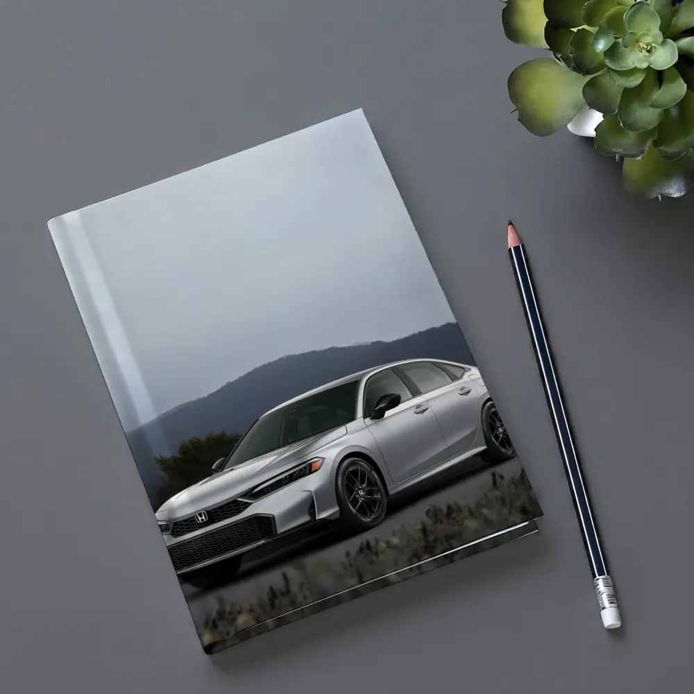 Honda Civic Silver Sedan Misty Mountain Background – Notebooks