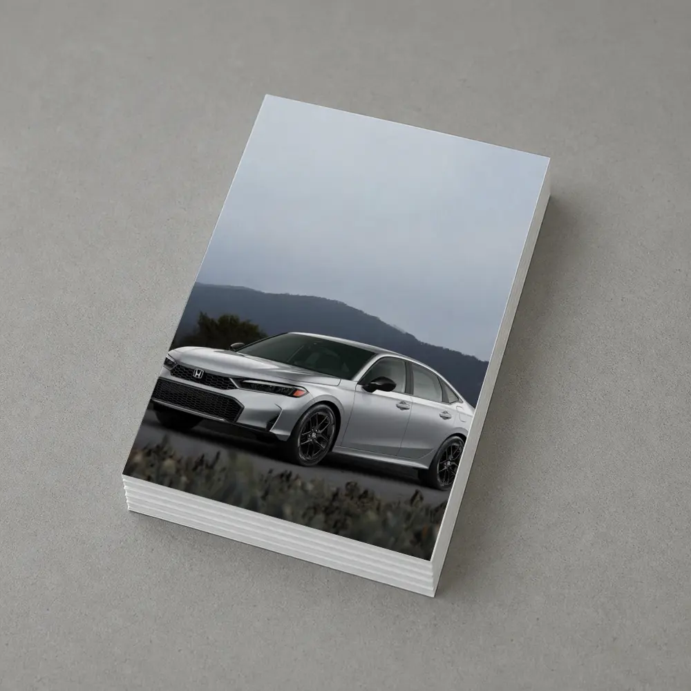 Honda Civic Silver Sedan Misty Mountain Background – Postcards