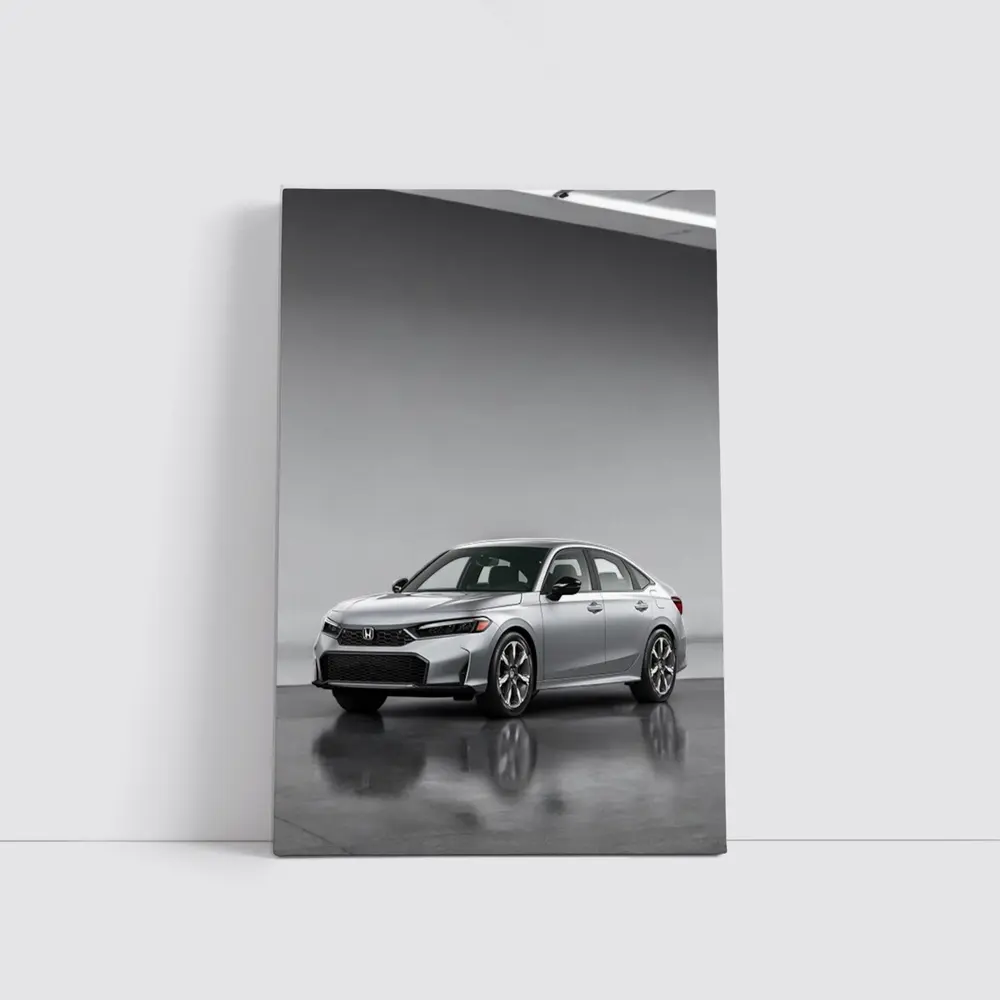 Honda Civic Silver Sedan Studio Setting – Wall Art