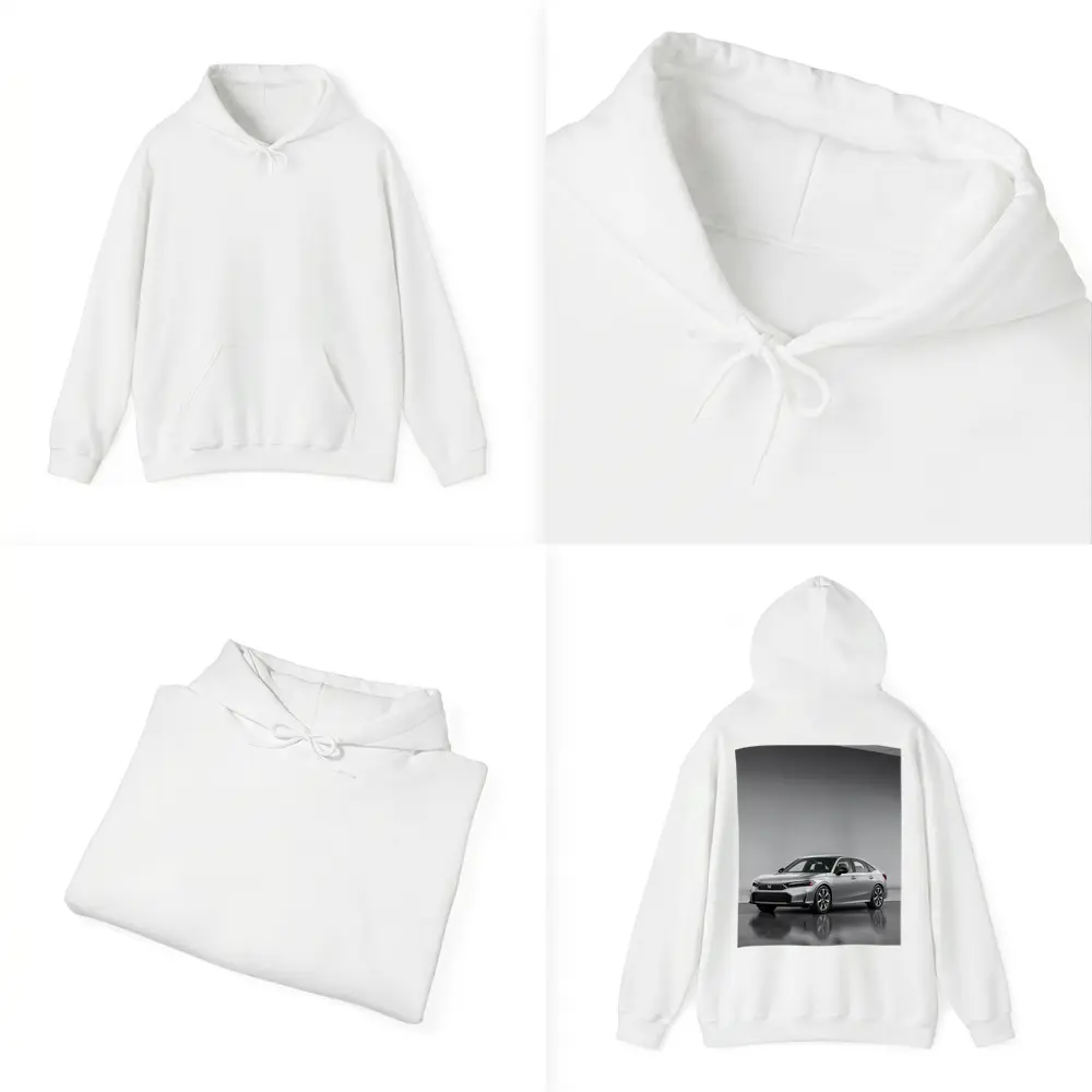Honda Civic Silver Sedan Studio Setting – Hoodies