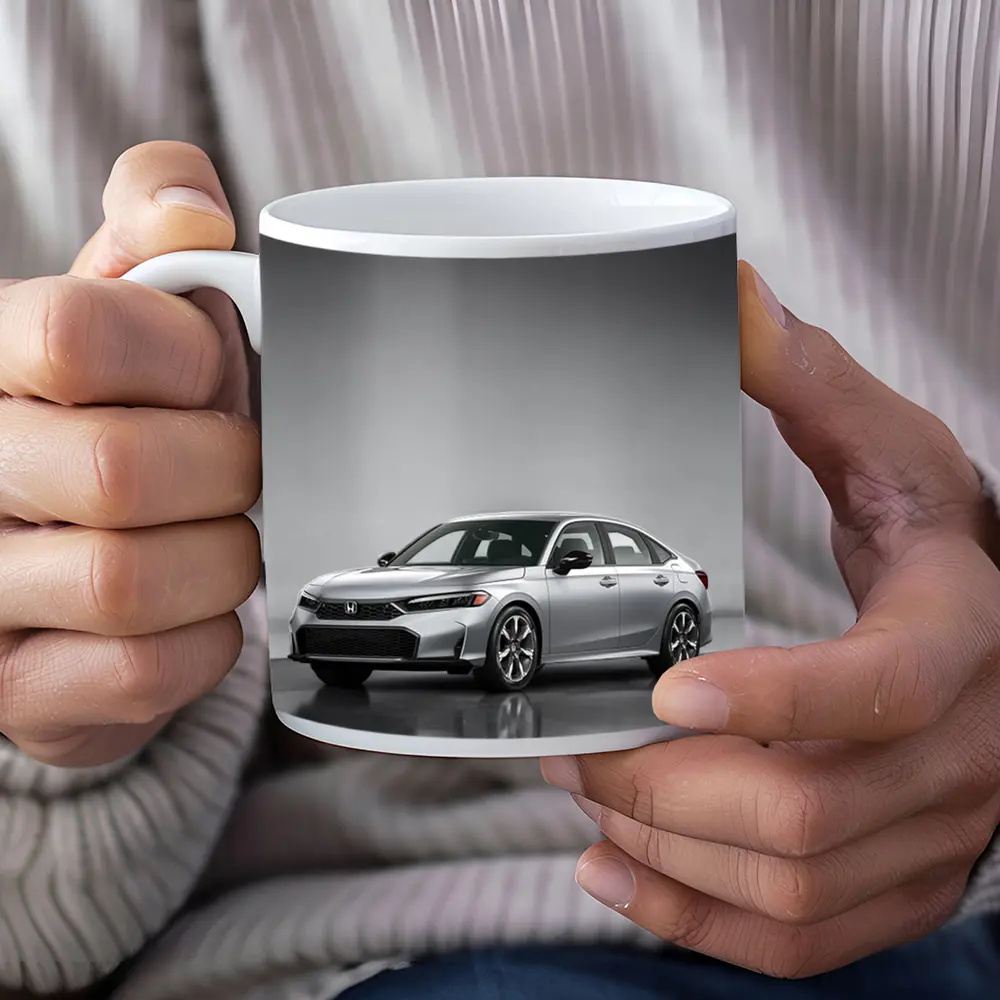 Honda Civic Silver Sedan Studio Setting – Mugs