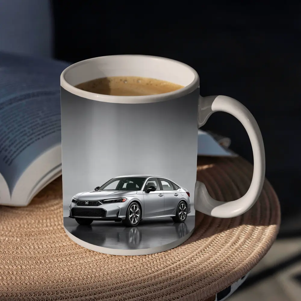 Honda Civic Silver Sedan Studio Setting – Mugs