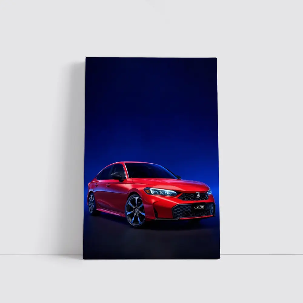 Honda Civic Sedan FE Red Studio Portrait – Wall Art