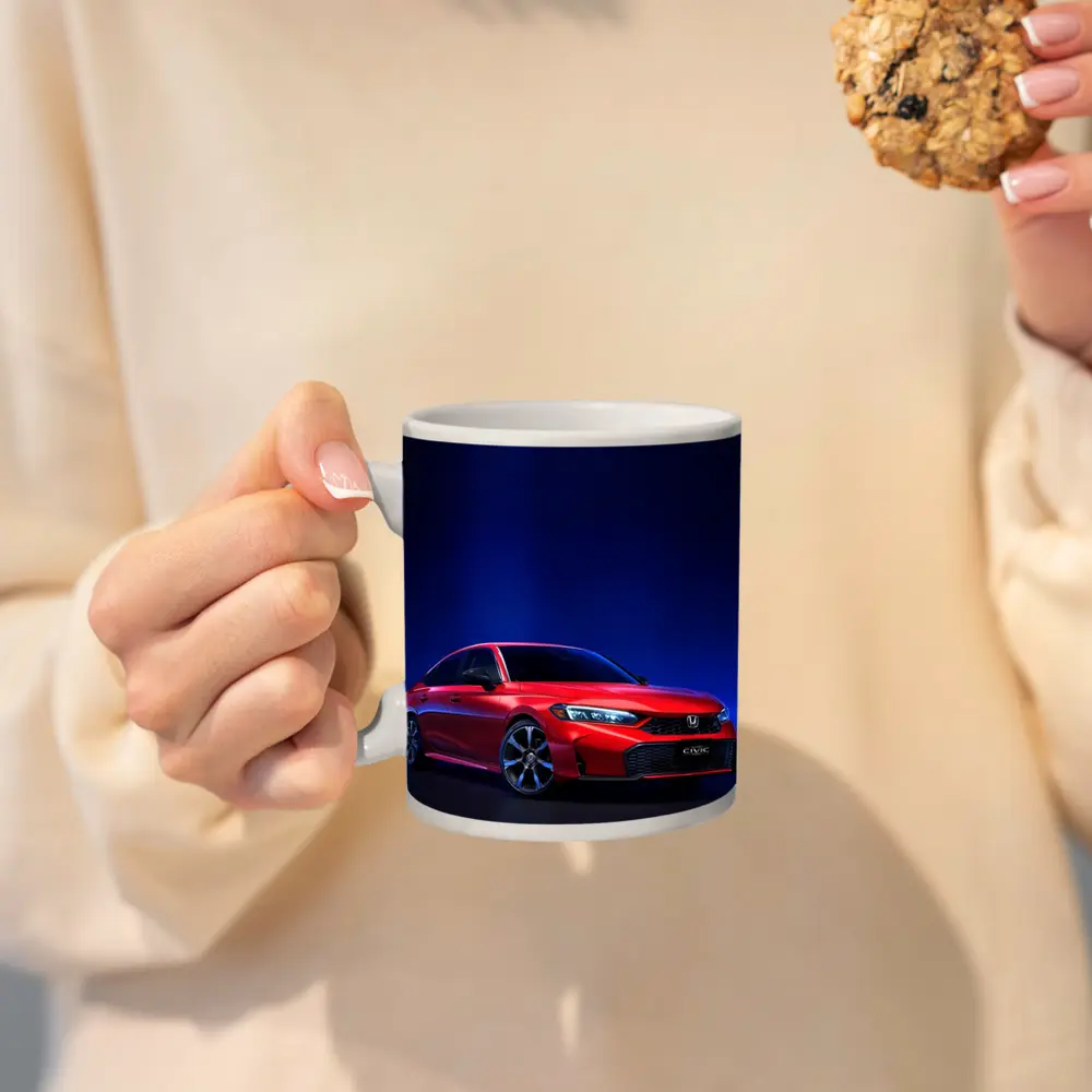 Red Honda Civic Dark Blue Studio Background – Mugs