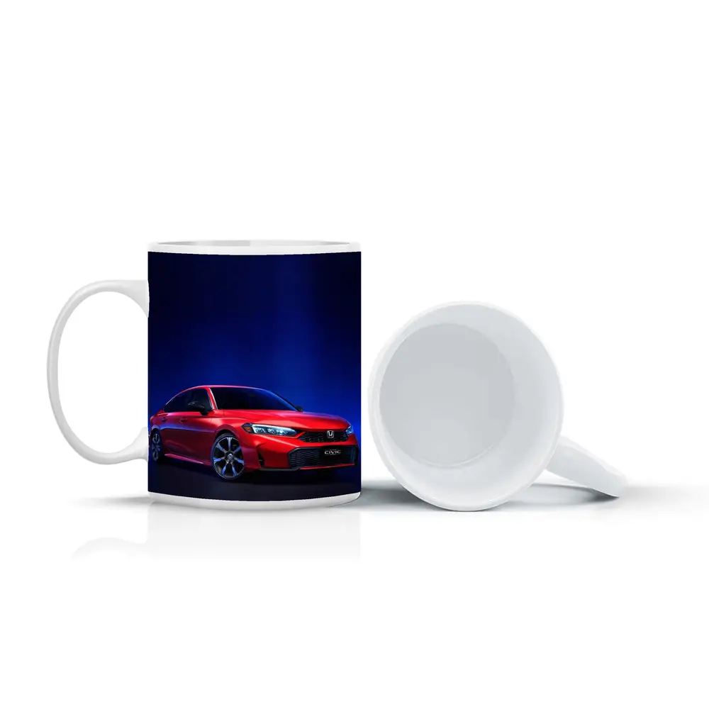 Red Honda Civic Dark Blue Studio Background – Mugs