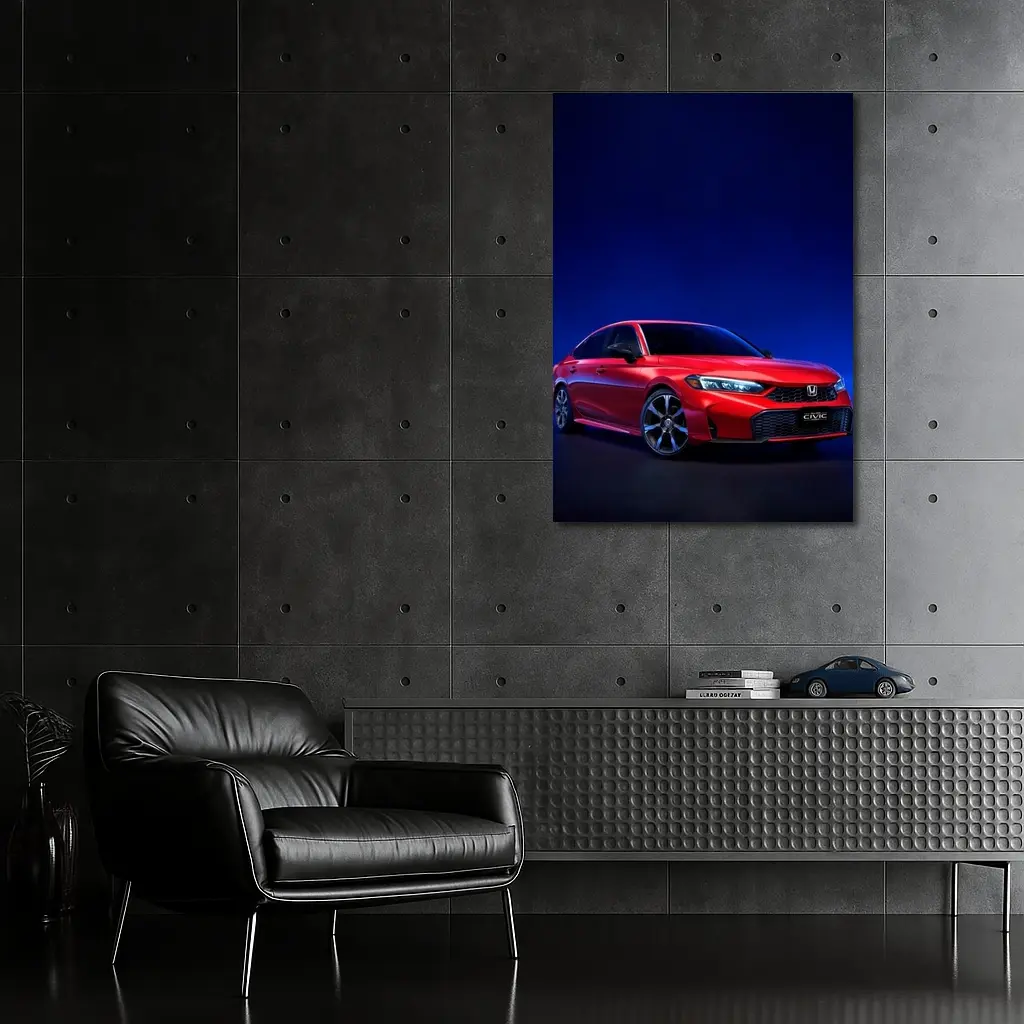 Honda Civic Sedan FE Red Studio Portrait – Wall Art