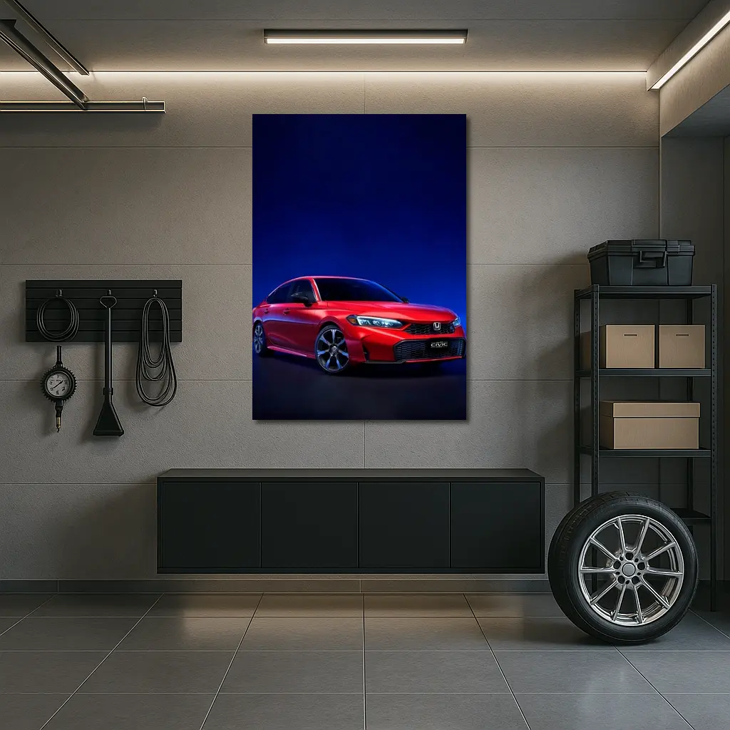 Honda Civic Sedan FE Red Studio Portrait – Wall Art