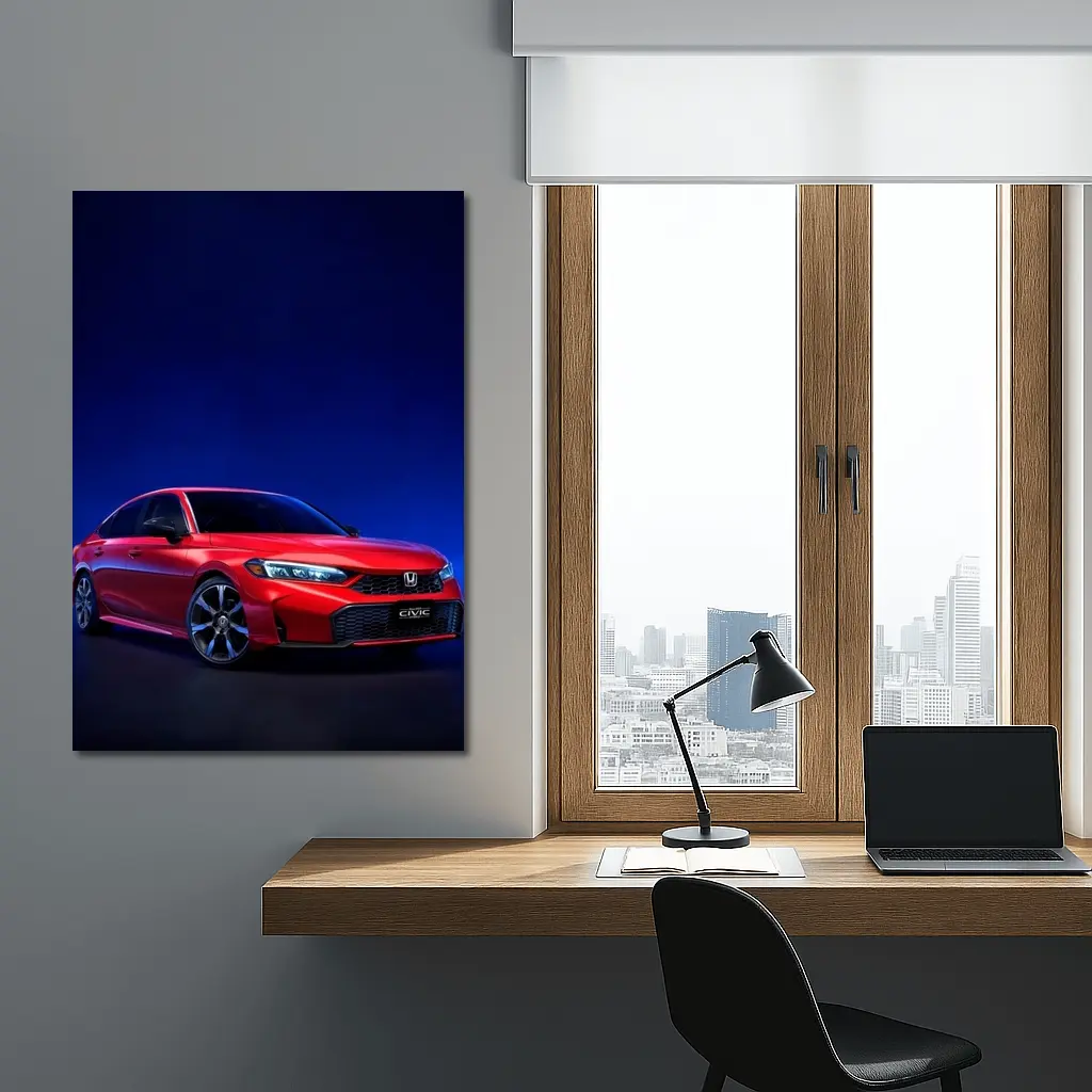 Honda Civic Sedan FE Red Studio Portrait – Wall Art