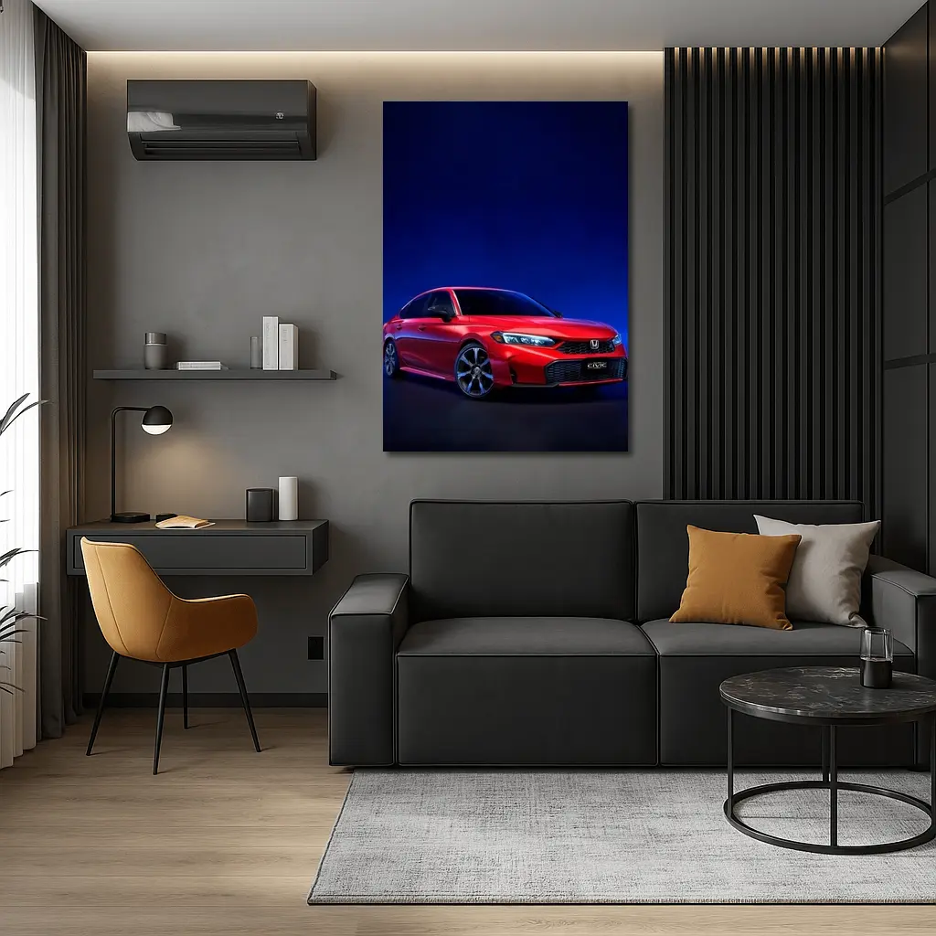 Honda Civic Sedan FE Red Studio Portrait – Wall Art