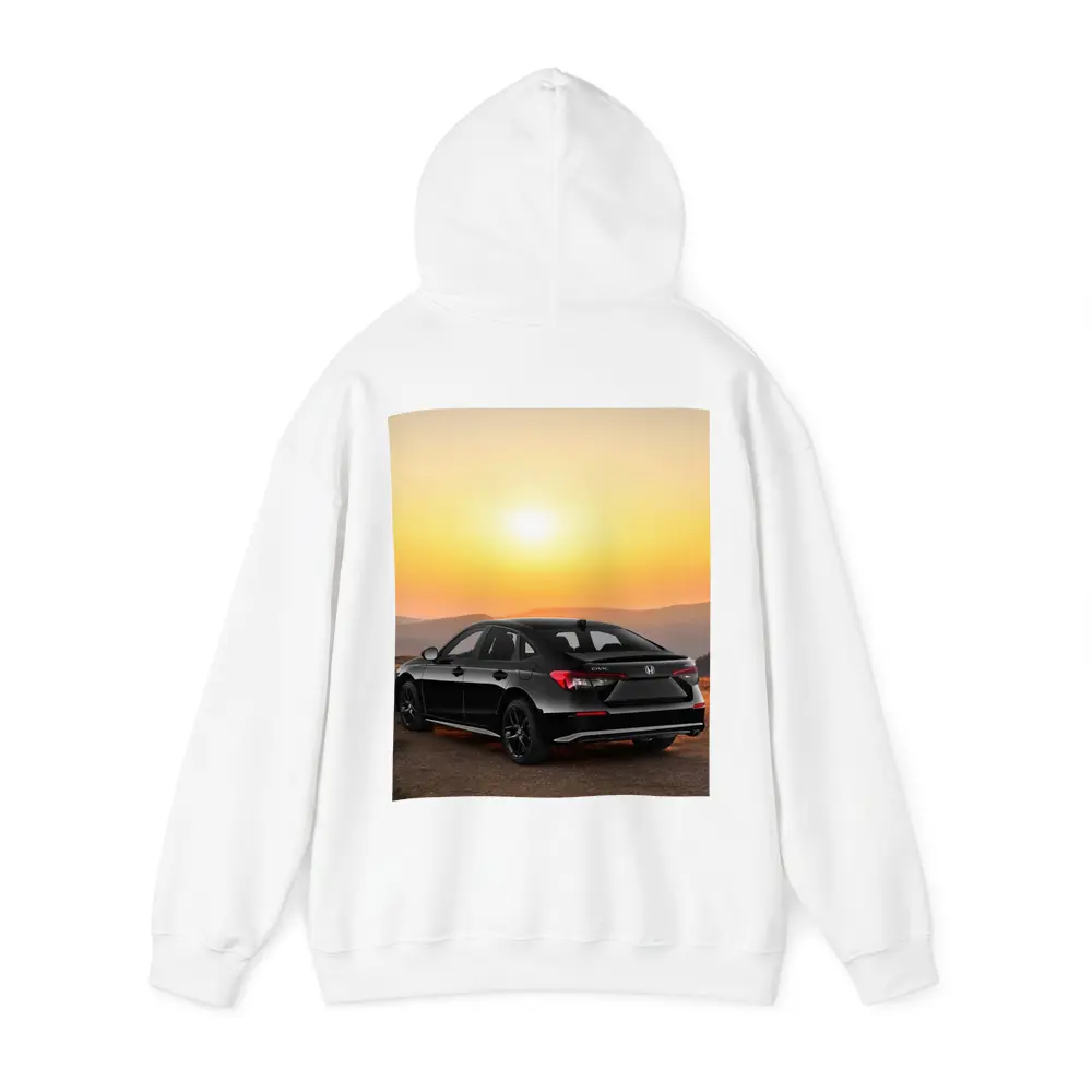 Honda Civic Black Car Golden Sunset Background – Hoodies
