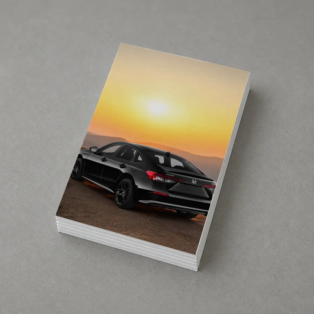 Honda Civic Black Car Golden Sunset Background – Postcards