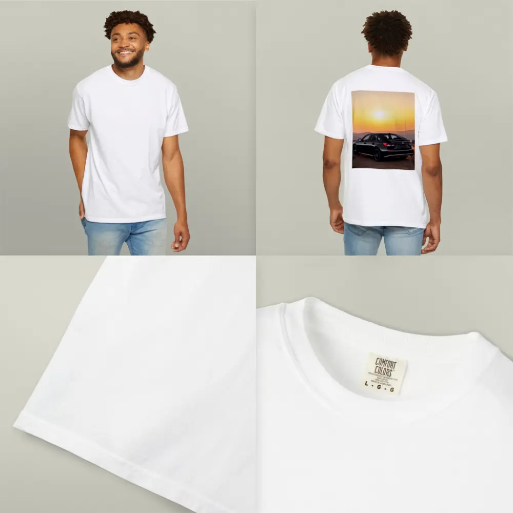 Honda Civic Black Car Golden Sunset Background – T-Shirts